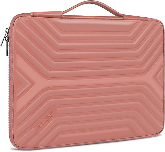 DOMISO 17.3 Inch Laptop Sleeve Case, Shockproof Waterproof Soft EVA Protective Bag with Handle, Lightweight Carrying Case for 17-17.3" Notebook/Dell/Lenovo/HP/MSI/ASUS, Pink