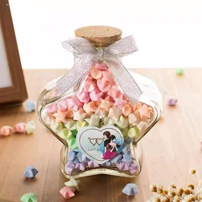 300 Sheets Luminous Origami Star Paper Strips 18 Different Styles Glow in the Dark Lucky Paper Stars Strips for DIY Handmade Crafts