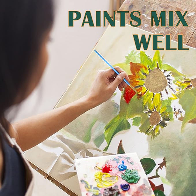 ESRICH Acrylic Paint Set,Paint Set with 10 Paint Brushes12 Color 12ml Acrylic Paint,1 Palettes and 4 Pcs Canvas for Students, Artists and Beginner Art Supplies