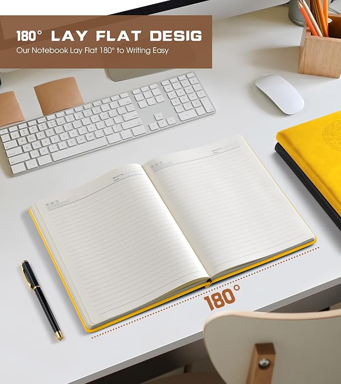Lined Journal Notebook for Women Men,256 Thick Pages,A5 Hardcover Vintage Leather Journal for Writing,Travel,Business,Work, School,College Ruled Notebooks for Note Taking,Daily Diary 5.7"×8.3"