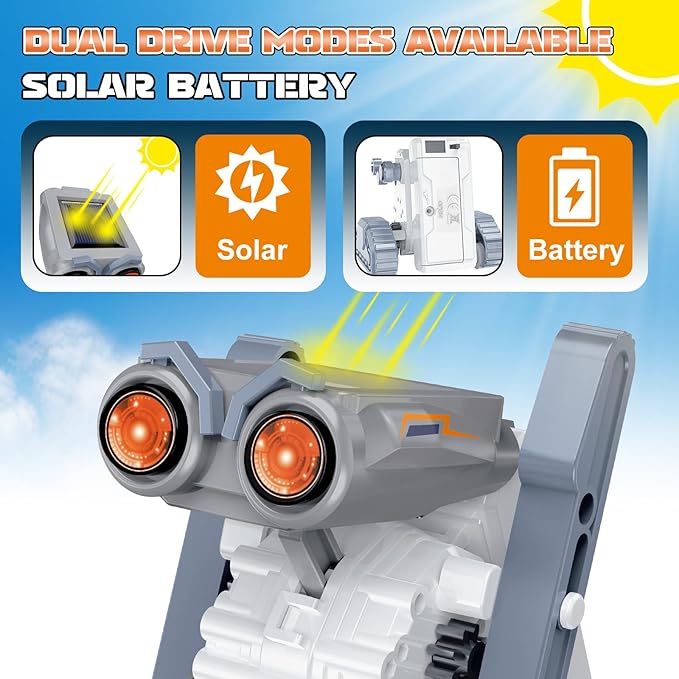 21 in-1 Solar Robot Building Kit STEM Gift for Kids 8-13, DIY Educational Science Robotics Toy Battery Solar Powered STEM Building Toy Set with 210 Pieces