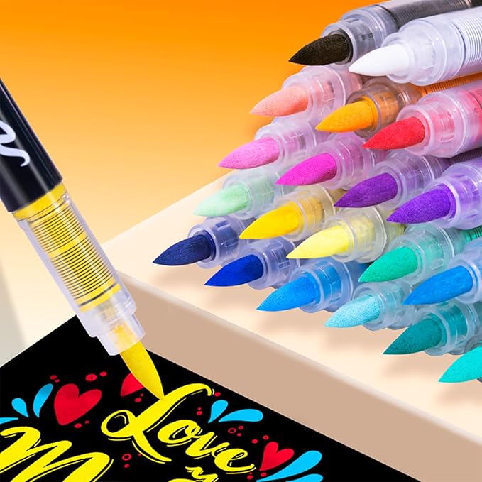 Guangna Acrylic Paint Markers,48 Colors with Direct-Liquid Ink Control System, Professional-Grade Paint Pen for Rock Painting, Canvas, Glass, Plastic, Fabric & Creative Crafts