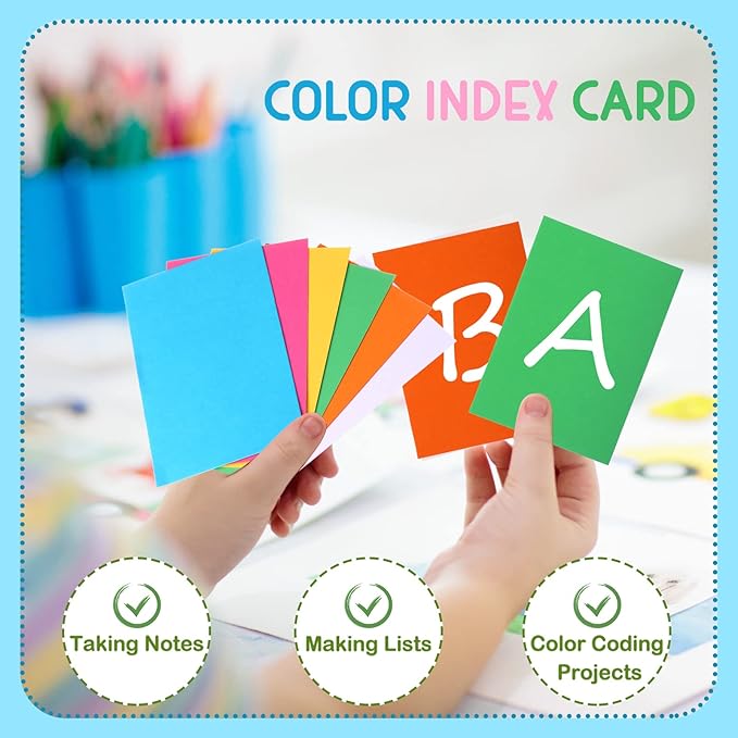 Fainne 300 Pcs Blank Index Cards 180 Gsm Thick Card Stock Assorted Color Neon Blank Flash Cards Colorful Study Notecards for Organizing(3 x 5 Inch,Vivid Colors)