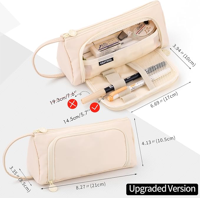 EASTHILL Big Capacity Pencil Case Pouch Pen Case Simple Stationery Bag School College Office Organizer for Teens Girls Adults Student