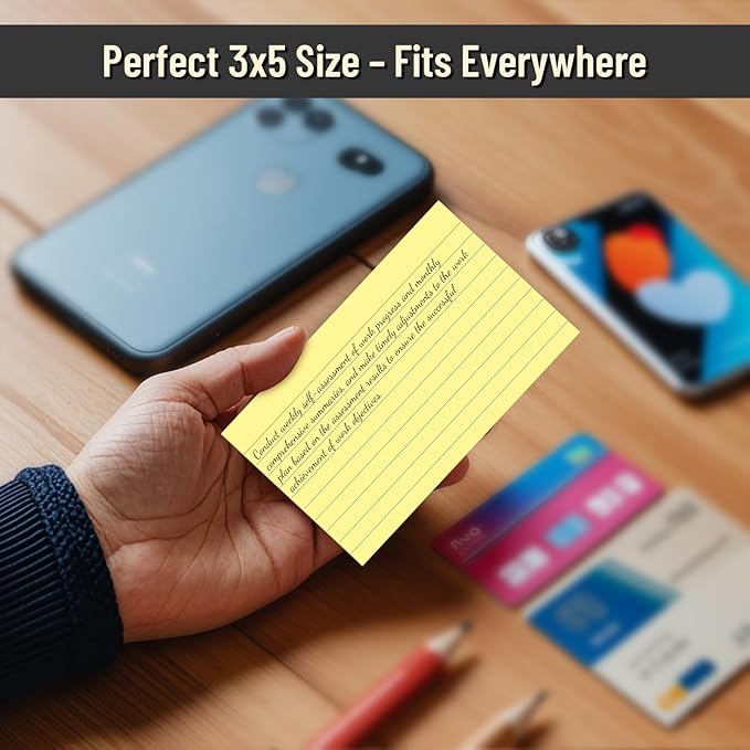Colored Index Cards 3x5, 200 Pcs Ruled Index Cards, Flash Cards College Ruled for School, College, Office and Home Organization, Durable Study To Do List Note Cards with Ruled Lines