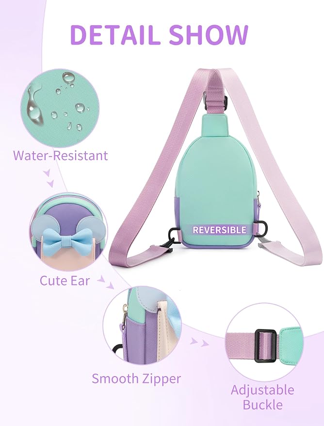 Birthday Back to School Gifts for Girls 3-8, Kids Fanny Pack Toddler Purse | Cute Fashion Sling Crossbody Bag for 3 4 5 6 7 8 Year Old Girls with Adjustable Strap. Perfect for Travel Holiday Essentials