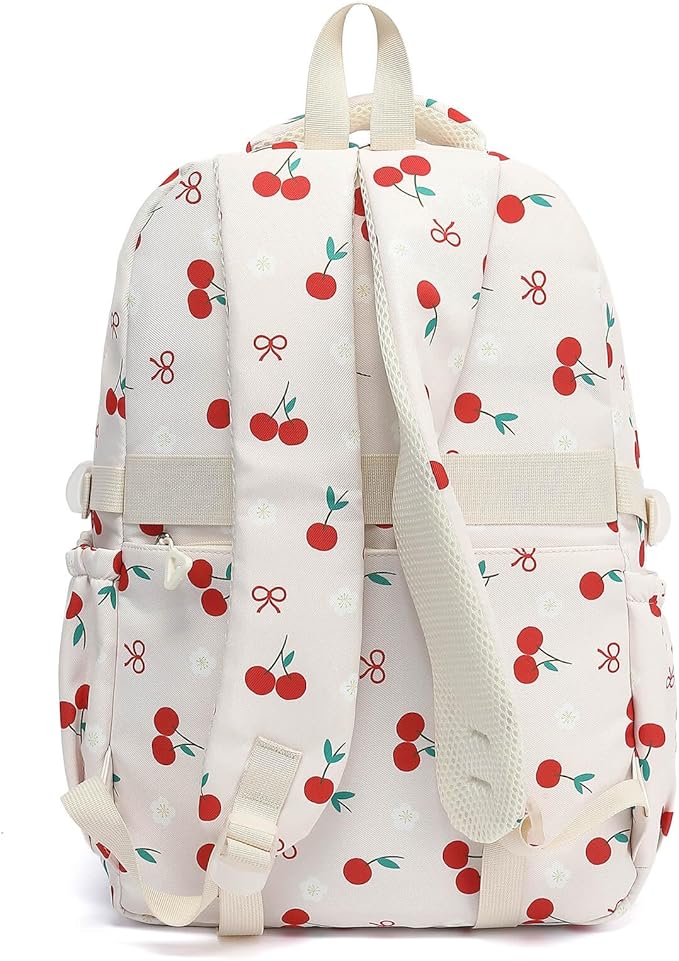 Phaoullzon Girls School Cherry Backpack for Kids Kawaii Bookbag College Daypack,Cherry