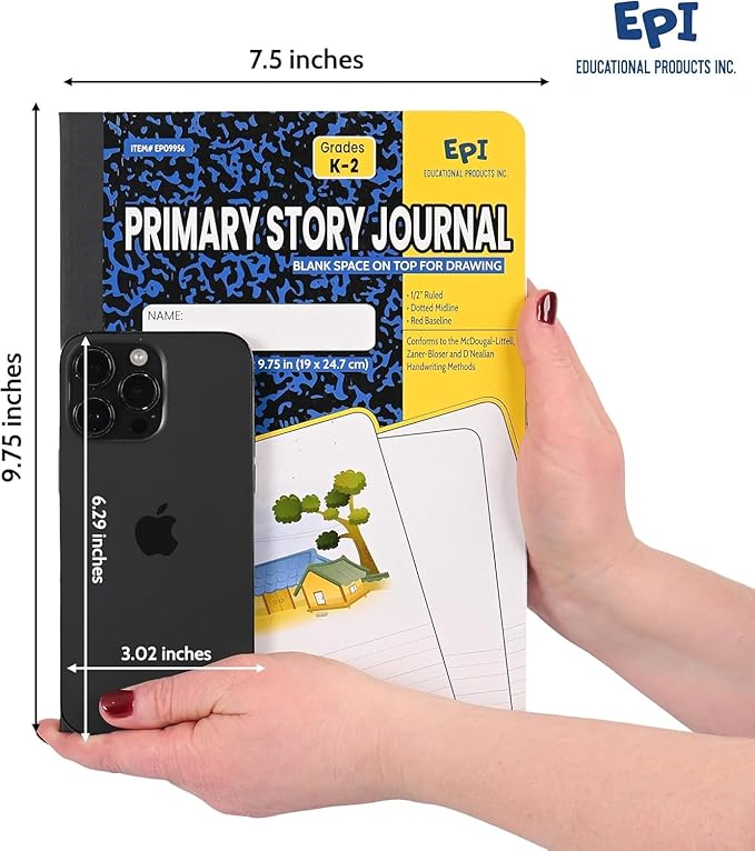 5040 Pack (Pallet) EPI Primary Ruled Composition Notebook Bulk, 200 pages (100 Sheets), 9-3/4 x 7-1/2, Blank Top Header For Drawing, Story Paper, Heavy Duty, School Supplies, Grades K-2, Sewn Binding