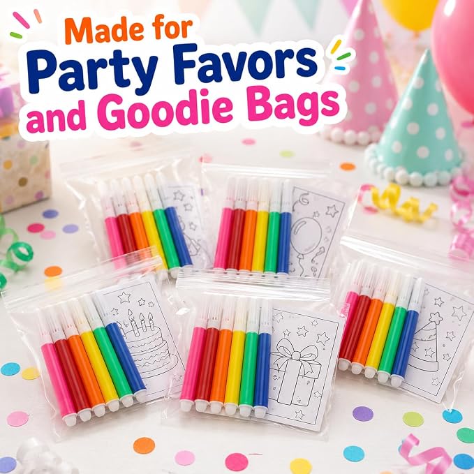 144 Pcs Mini Washable Markers for Kids, Bulk Markers 6 Assorted Colors
