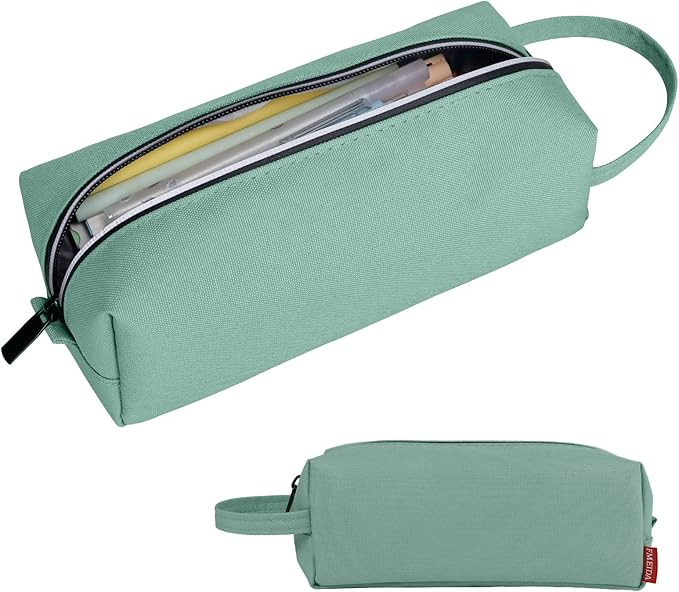 Fmeida Aesthetic Pencil Case - Spacious, Waterproof, Portable with Carrying Handle - Practical Pencil Pouch Pen Holder Stationery Organizer | Light Green