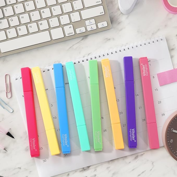 Cute Highlighters Set, Aesthetic Pastel, Quick Dry, Chisel Tip 8Pcs | Cute Pastel,No Bleed,Bible Study for Adults in the Home School Office