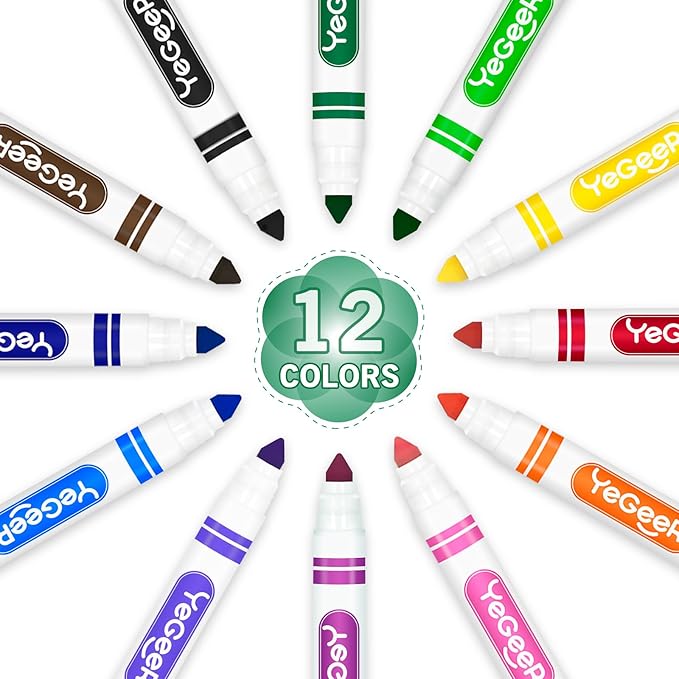 YEGEER Washable Markers Bulk, 12 Assorted Colors, 288 Count Washable Markers for Kids, School and Teacher Classroom Supplies, Coloring Marker for Ages 3+ Year Old Boys Girls (288)