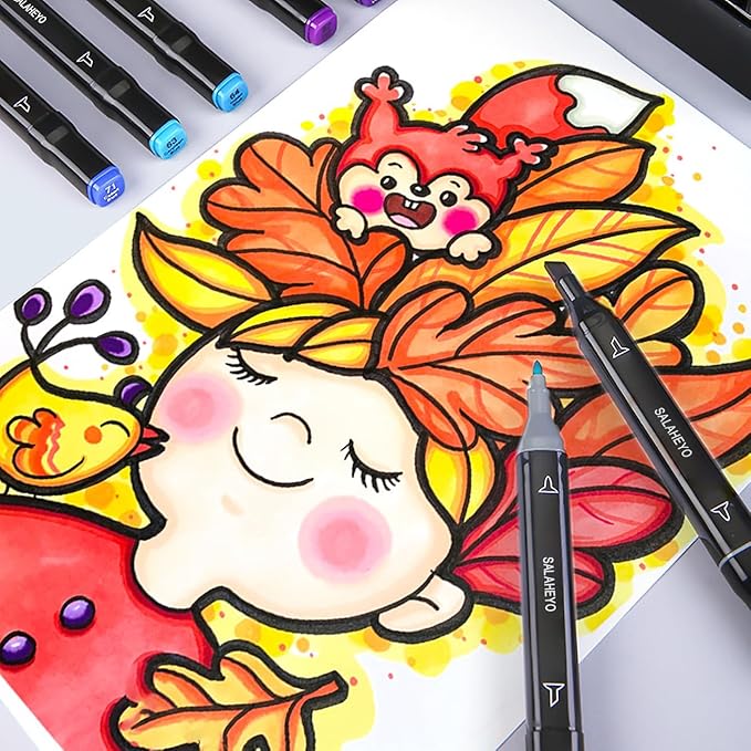 80 Colors Alcohol Markers with Base Art Drawing Markers Set for Adults Painting,Coloring,Sketching, Comics, Illustration- Refillable