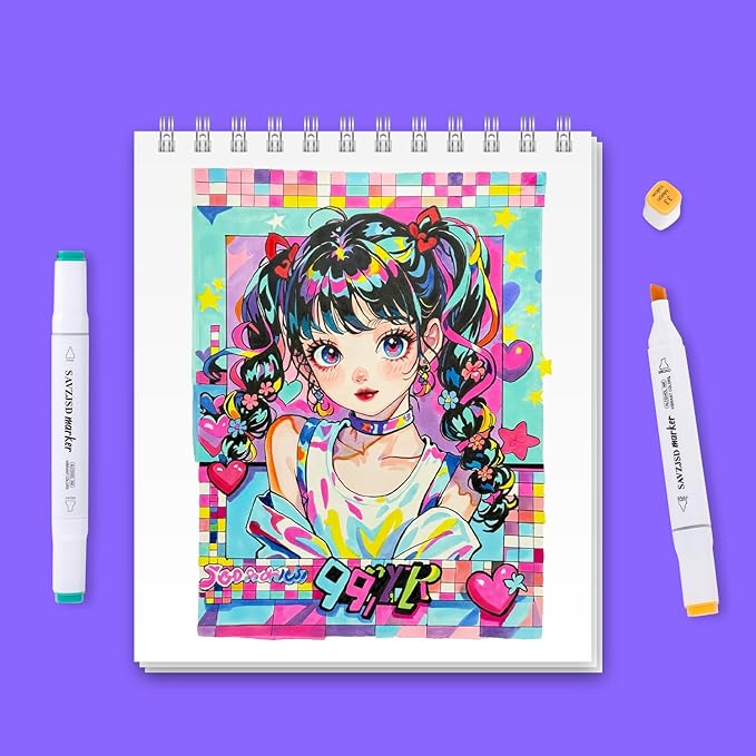 SAVZJSD Alcohol Markers, 200 Colors Alcohol Markers Set, Dual Tip Markers for Adults, Artists in Coloring, Sketching & Drawing (Fine & Broad)