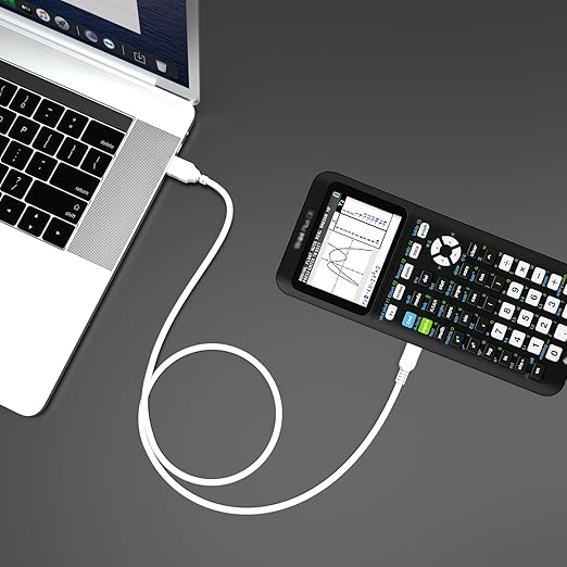 Toxaoii USB Power and Data Cable Compatible with Texas Instruments Calculators TI-84 Plus CE, TI 89 Titanium, TI Nspire CX II CAS, TI Nspire CX CAS Graphing Calculator Charger White