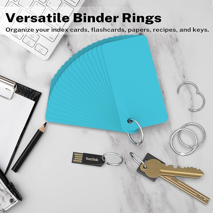 Optomni 100-Pack 1 Inch Metal Binder Rings – Durable Binding Rings for Index Cards, Loose Leaf, Paper, and Book – Ideal for Organizing Documents and Cards