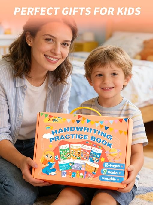 Magic Grooved Writing Practice for Kids Ages 3-8, Reusable Handwriting Workbooks for Preschool Learning, Letters Numbers Math & Drawing Tracing Books with Disappearing Ink Pens, Educational Gift