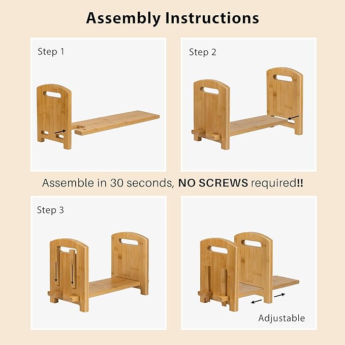 Adjustable Desktop Bookshelf - Sturdy Desk Bookshelf and Book Organizer - No Tools Required to Assemble This Desktop Bookcase, Perfect Tabletop Book Shelf for Office, Study Room