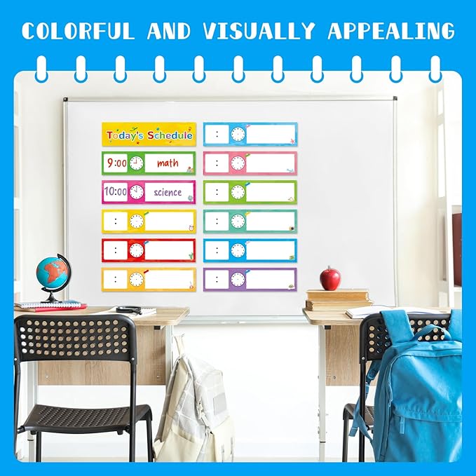 24 Pieces Daily Schedule Cards Schedule Board for Kids Teacher Schedule Chart Daily Routine Plan Classroom Pocket Chart for Office School Homeschool Supplies Decorations