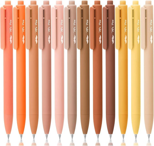 Mr. Pen- Retractable Gel Pens, 12 Pack, Assorted Color Ink, Fine Point 0.5mm, Fast Dry, Smooth Writing, Cute Pens for Drawing, Writing Planner and School Supplies