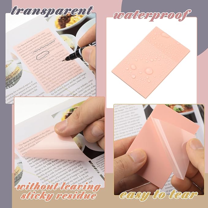 900 Pcs Bible Sticky Notes Bible Study Supplies Transparent Journaling Supplies Book Annotation Tools Translucent Clear Office Notes with Marker See Through Self(Classic Color)