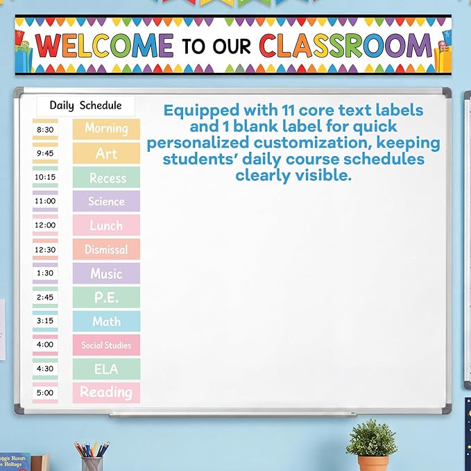 35 Pcs Classroom Schedule Magnetic Daily Schedule Pocket Chart Reusable Dry Erase Course Labels Welcome Back to School Decorations for Bulletin Board Whiteboard