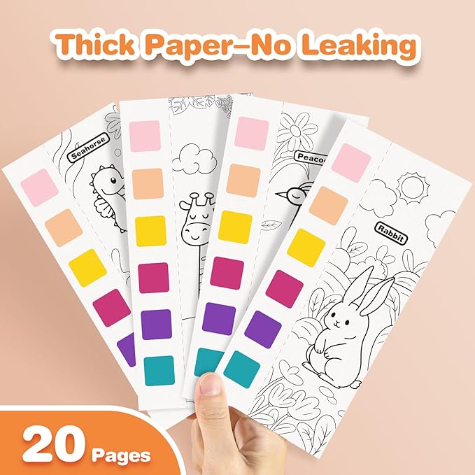 ZHOC Paint with Water Coloring Books for Kids, Pocket Mess Free Watercolor Painting Sets for Kids Ages 3 4 5 6 7 8+, Water Color Paint Set Arts and Crafts Gift for Boys Girls, Animals and Dinosaur