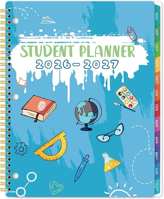 Student Planner 2026-2027 - August 2026 - June 2027, 9'' x 11'' Academic Planner, 2026-2027 Academic Year Planner for Middle or High School, Planning Stickers