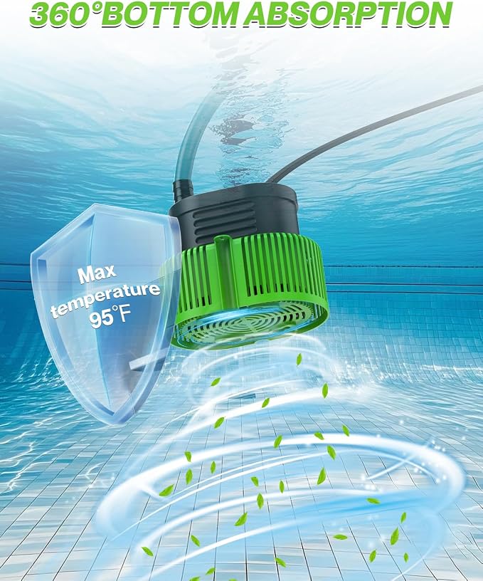 AgiiMan 850GPH Pool Cover Pump, Submersible Sump Pump above Ground | 16FT Drain Hose, 25FT Power Cord, 3 Adapters, Compact Design, Fast Water Removal for Pool Covers and Above Ground Pools