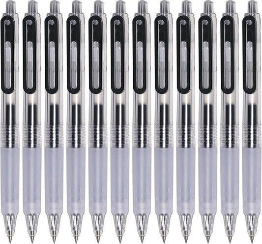 Gel Pens Black Ink 12 Pack, 0.38mm Pen Ultra Fine Point Smooth Writing Pens for Office School Supplies
