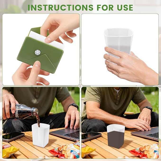 2 Pcs Silicone Collapsible Travel Cup, Reusable Leak-Proof Design For Camping, Portable Foldable Water Cup, Card Bag Design For Easy Insertion Into Pockets, Silicone Collapsible Travel Cup, 8.45oz