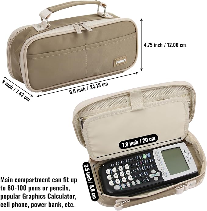 JOINPRO Large Capacity Pencil Case, 4 Compartment Pen Pouch Organizer with Double Zipper, Storage Bag for School, Office, Teen Girl Boy Men Women