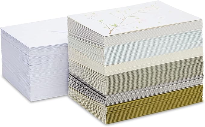 Best Paper Greetings Japanese Stationery Cherry Blossom Note Cards & Envelopes - 120 Pack, 4 x 6 in, 6 Floral Designs - Blank Cards & Envelopes for Thank You, Wedding & Business
