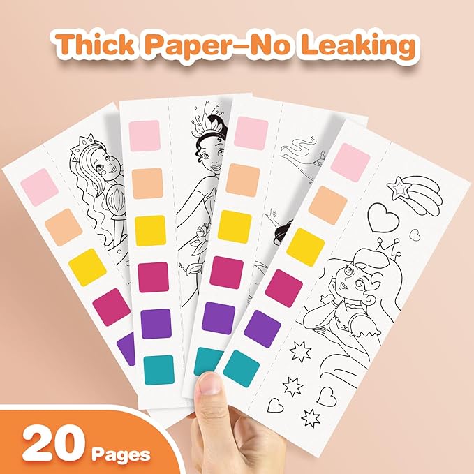 ZHOC Paint with Water Coloring Books for Kids, Pocket Mess Free Watercolor Painting Sets for Kids Ages 3 4 5 6 7 8+, Water Color Paint Set Arts and Crafts Gift for Boys Girls, Princess