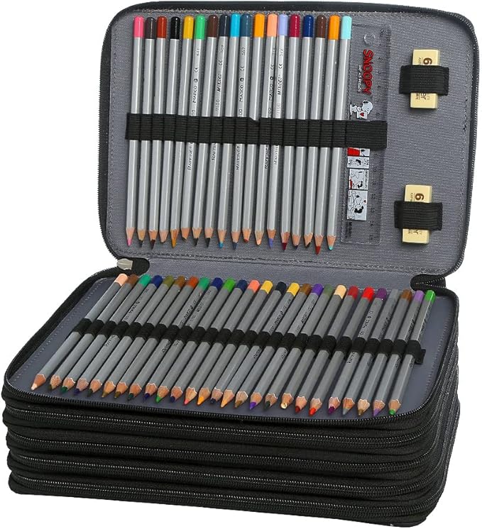 Portable Colored 250 Slots Pencil case Organizer with Printing Pattern for Watercolor Pens or Markers, Pencil Case Organizer for Artist