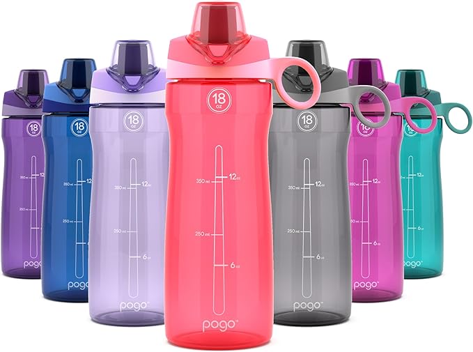 Pogo BPA-Free Tritan Plastic Water Bottle with Chug Lid, 18 Oz, Pink