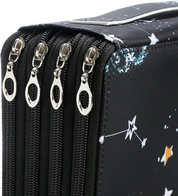 Portable Colored 200 Slots Pencil case Organizer with Printing Pattern for Watercolor Pens or Markers, Pencil Case Organizer for Artist