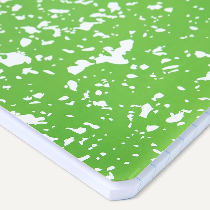 Amazon Basics Composition Notebook, Wide Ruled, 100 Sheets, 9.75" x 7.5", Assorted Marble Colors, 12-Pack