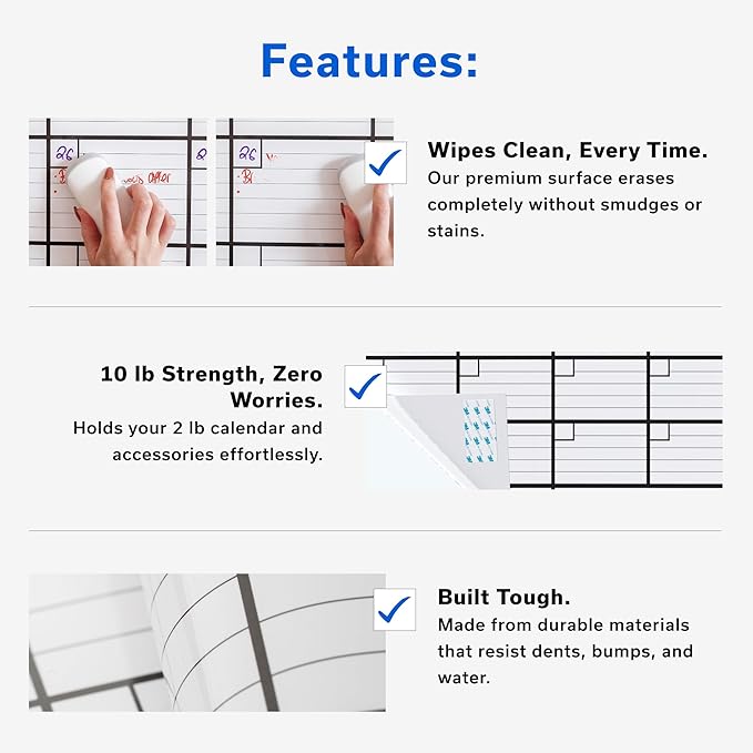 Large Dry Erase Calendar for Wall 24x36, Giant Family Office Big Reusable, Monthly Planner Erasable Month, Rolled Whiteboard White Board, 36x24 Calendar Dry Erase for Undated Wall Large Classroom