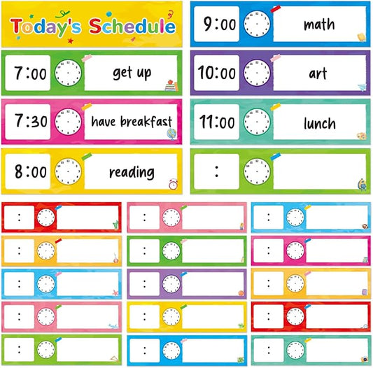 24 Pieces Daily Schedule Cards Schedule Board for Kids Teacher Schedule Chart Daily Routine Plan Classroom Pocket Chart for Office School Homeschool Supplies Decorations