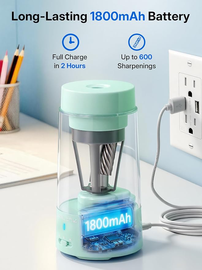 JARLINK Fully Automatic Rechargeable Electric Pencil Sharpener