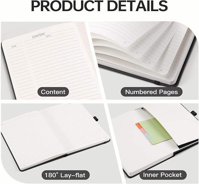 EMSHOI Lined Journal Notebook, 192 Numbered Pages, A5 Size (5.7'' x 8.3'')