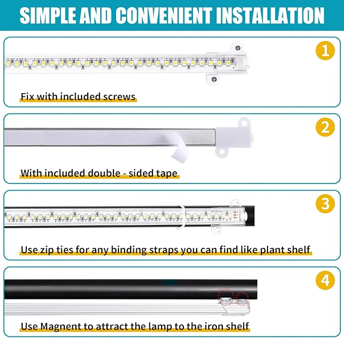 Hywyimlait LED Grow Light Strips for Indoor Plants Full Spectrum 3500K, 192 LEDs Plant Light Bar with 3/9/12H Timer, 10 Dimmable Levels for Seedling Succulent, 13 Inches, 4 Head