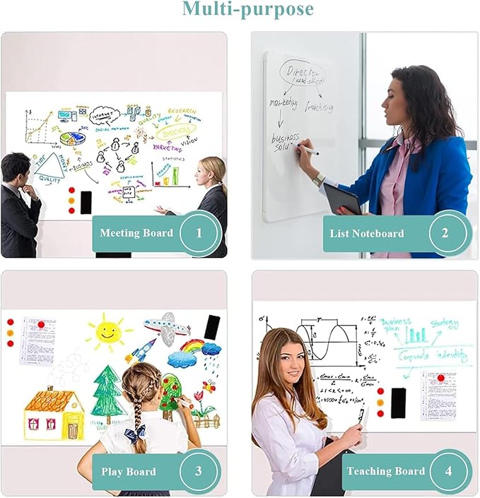 Huge Self-Adhesive Whiteboard Sticker: 72" x 40" Magnet Receptive Dry Erase Wall Decal | No Ghosting Project Planner & Timeline Board | Peel & Stick for Office Teamwork