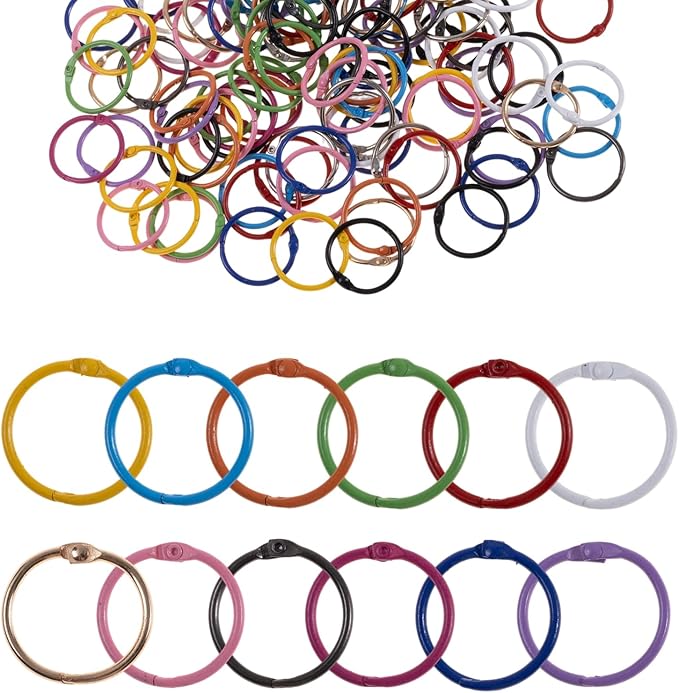 150Pcs Colorful 1 IN Loose Leaf Binder Rings - Versatile Metal Book Rings for Index Cards, Flash Cards, Keychains, and Notebooks in 10 Colors for School, Office, and Home Use