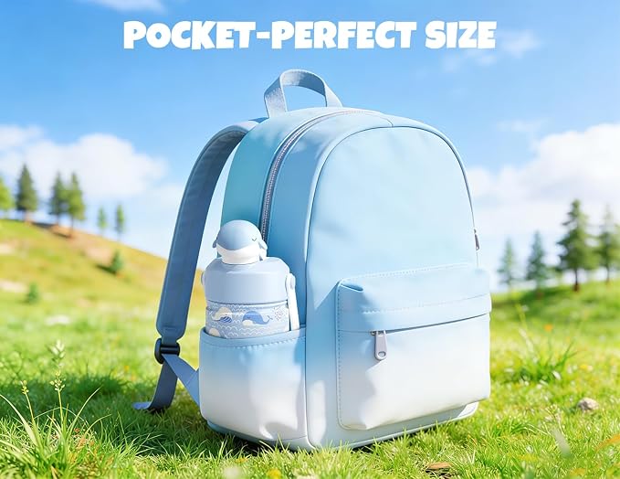 POWCAN 12 oz Kids Water Bottle for School: 2-in-1 Straw Spout Lid with Soft Animal Head, Leakproof, Backpack Friendly, Keep Cold 24H, Insulated cup for Sports, Playground, Holiday Gift (Whale Splash)