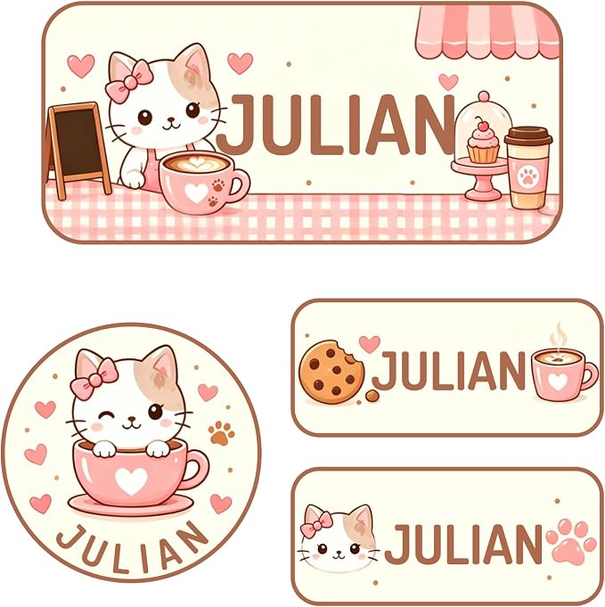 Personalized Custom Name Labels, 120 Waterproof Stickers, Multi-Size Name Tags for Water Bottles, Clothing Tags, Lunch Boxes and Backpacks