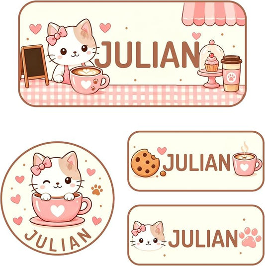Personalized Custom Name Labels, 120 Waterproof Stickers, Multi-Size Name Tags for Water Bottles, Clothing Tags, Lunch Boxes and Backpacks