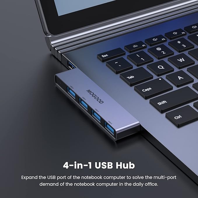 USB Hub for Laptop,MOGOOD USB Hub 3.0 USB Splitter Ultra-Slim Data USB Hub [Charging Not Supported] Multi USB Port Expander USB Adapter Station for Laptop,Windows PC,Mac,Printer,Flash Drive,Mobile HDD