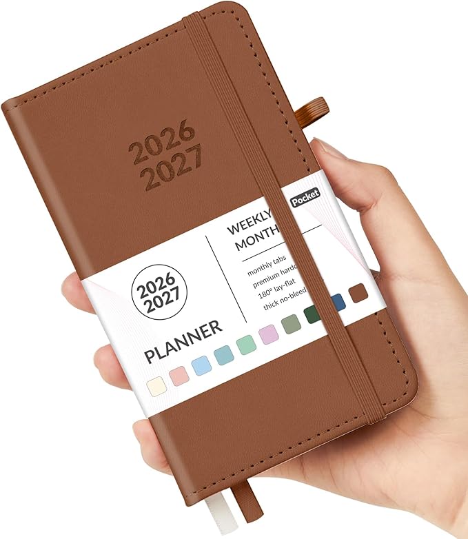 Forvencer Pocket Planner 2026-2027, Weekly Monthly Planners for Purse, 3.5" x 6", July 2026-June 2027, Cute Small Daily Academic Calendar, Elastic Band, Hardcover Agenda for Women, Teacher